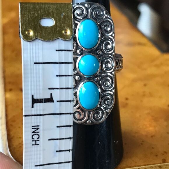 Sleeping Beauty Turquoise Sterling Silver Ring Size 6 - Picture 5 of 9